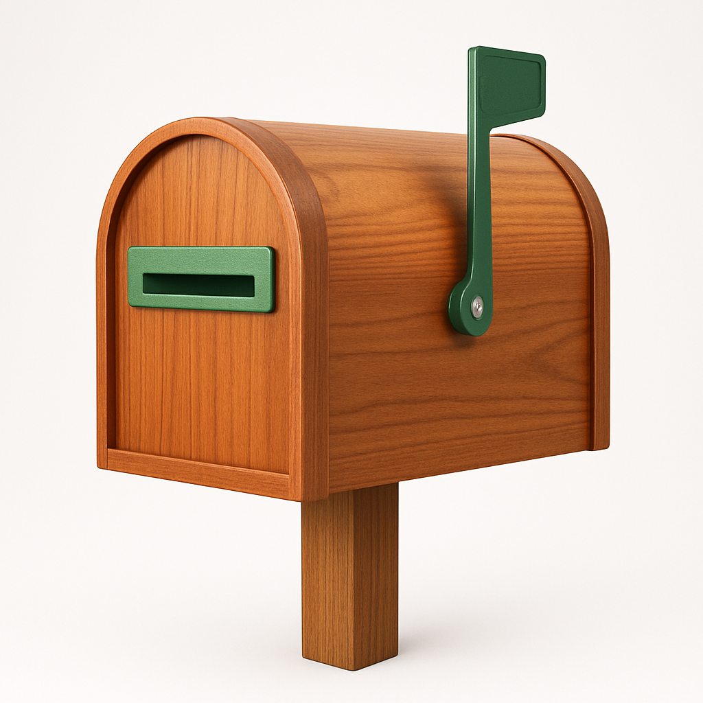 using the image I liked a mailbox with hardwood theme and colors from the logo a65d26 and 006658 background needs to be white lighten the green and th-1